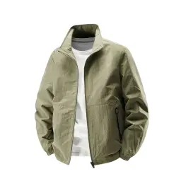 Unisex Windbreaker Jacket with Stand-Up Collar and Full-Zip Front thumbnail 8