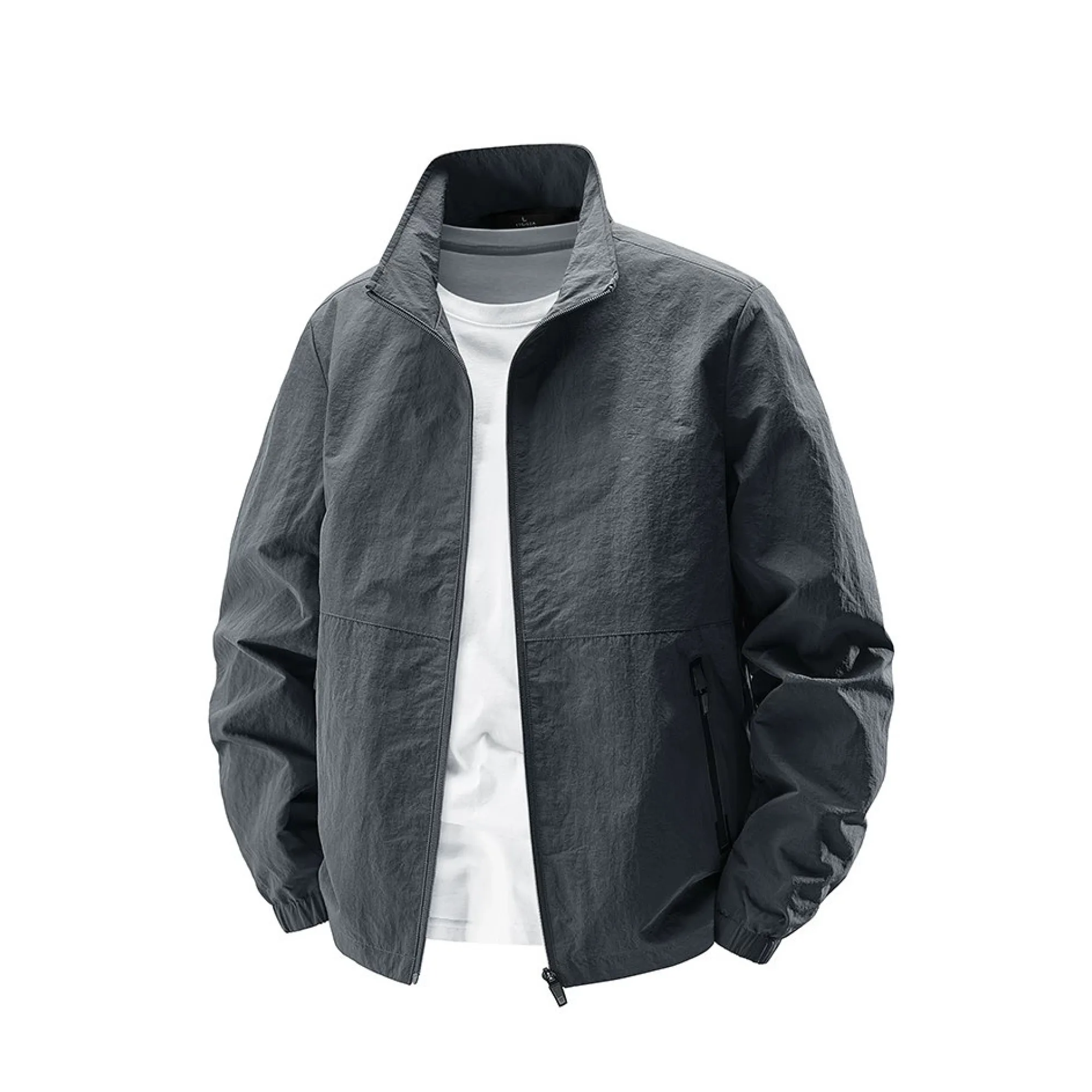 Unisex Windbreaker Jacket with Stand-Up Collar and Full-Zip Front thumbnail 10