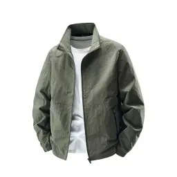 Unisex Windbreaker Jacket with Stand-Up Collar and Full-Zip Front thumbnail 7