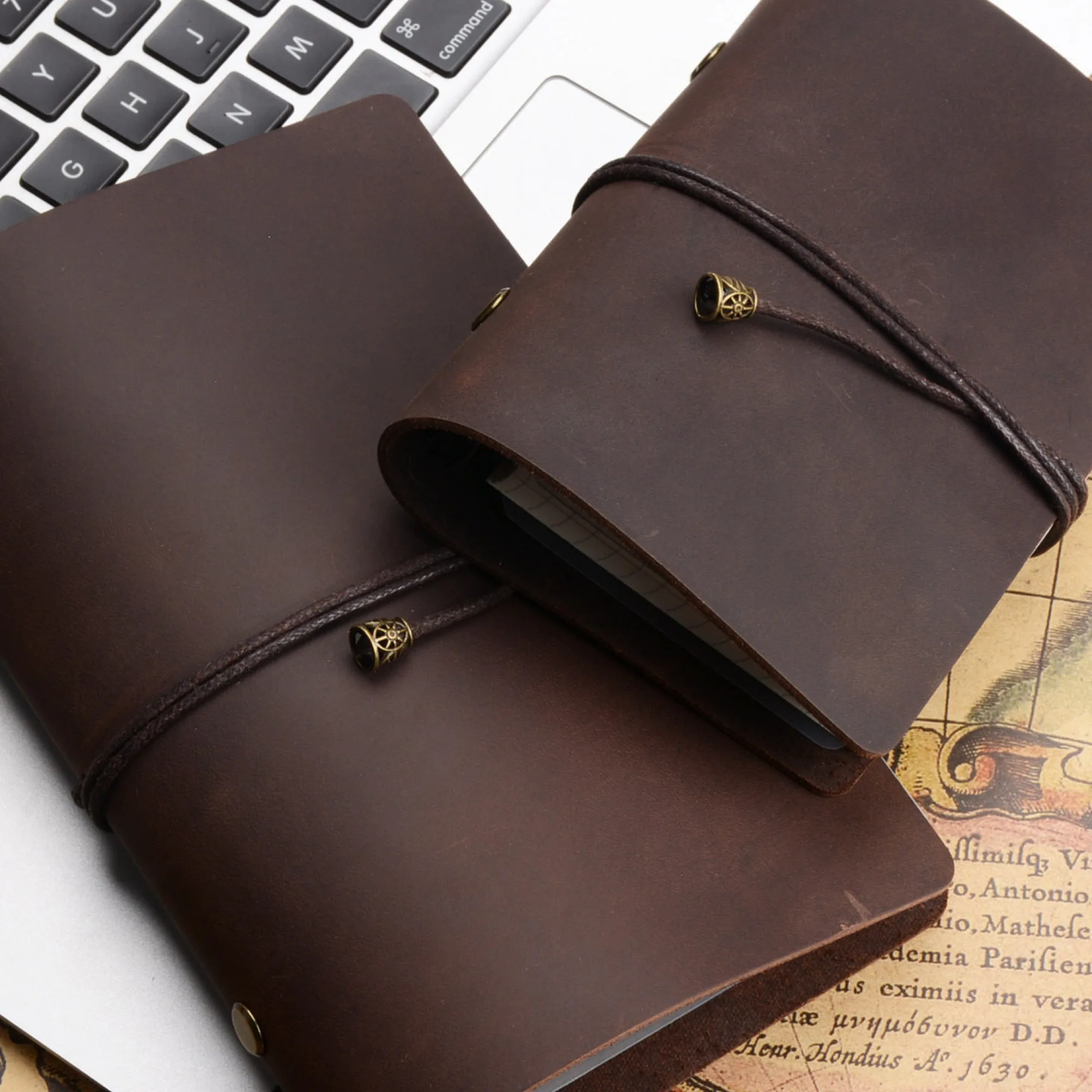 A5/A6/A7 Vintage Loose-Leaf Notebook with Crazy Horse Leather Cover thumbnail 2