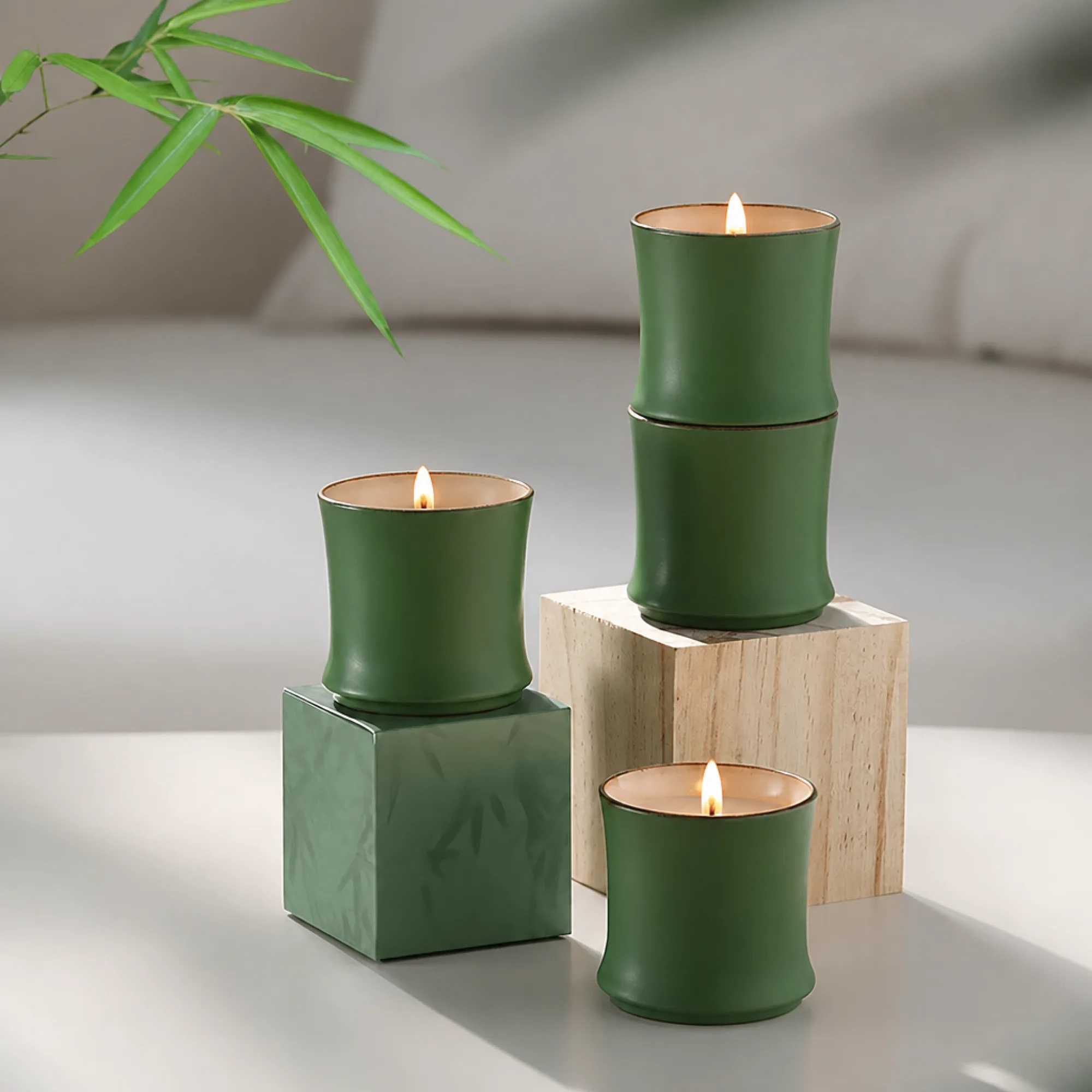 Bamboo-Inspired Ceramic Scented Candle Gift Set thumbnail 5