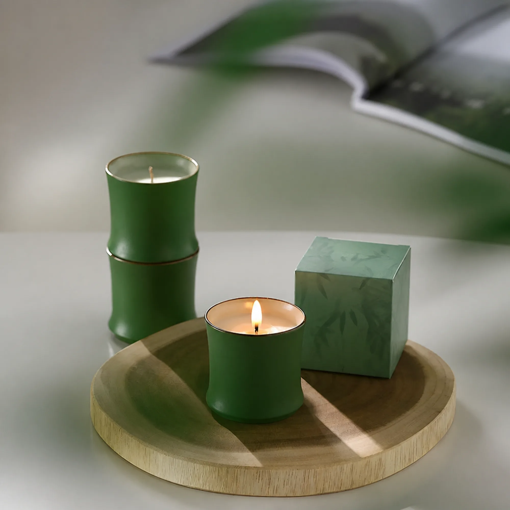 Bamboo-Inspired Ceramic Scented Candle Gift Set thumbnail 4