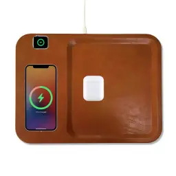 3-in-1 Wireless Charging Tray with Leather Storage Box thumbnail 5