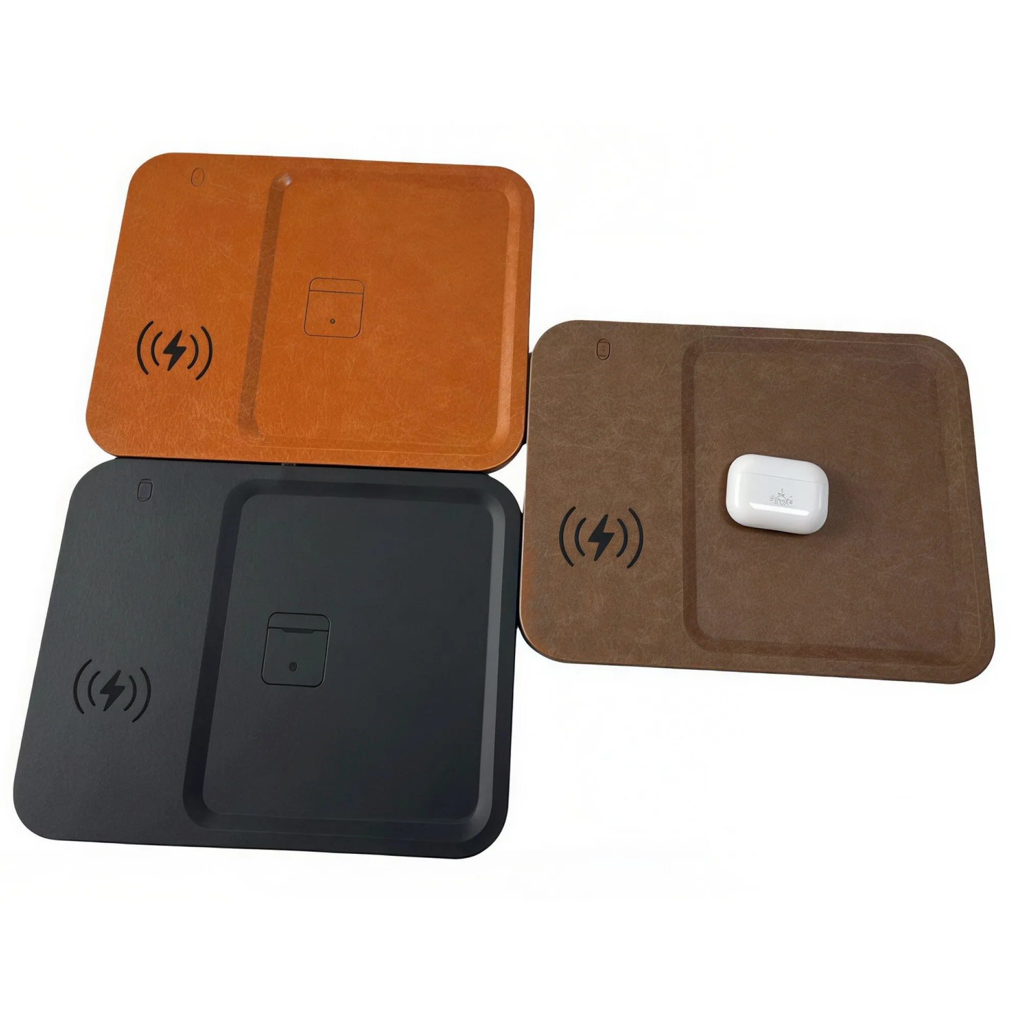 3-in-1 Wireless Charging Tray with Leather Storage Box thumbnail 3