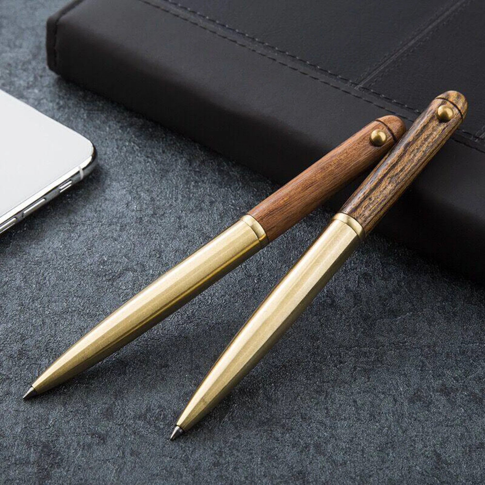 Retractable Solid Wood Ballpoint Pen — View 1