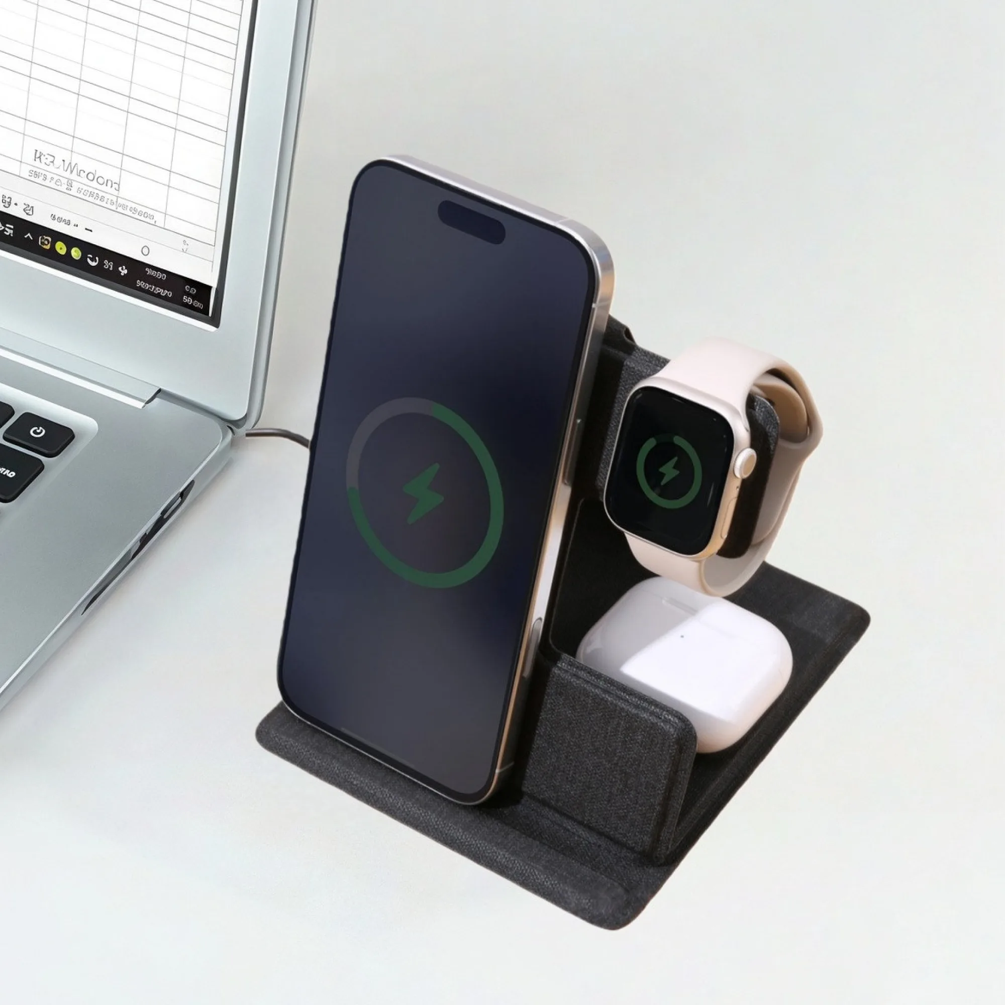 PU Leather 3-in-1 Wireless Charging Stand thumbnail 2