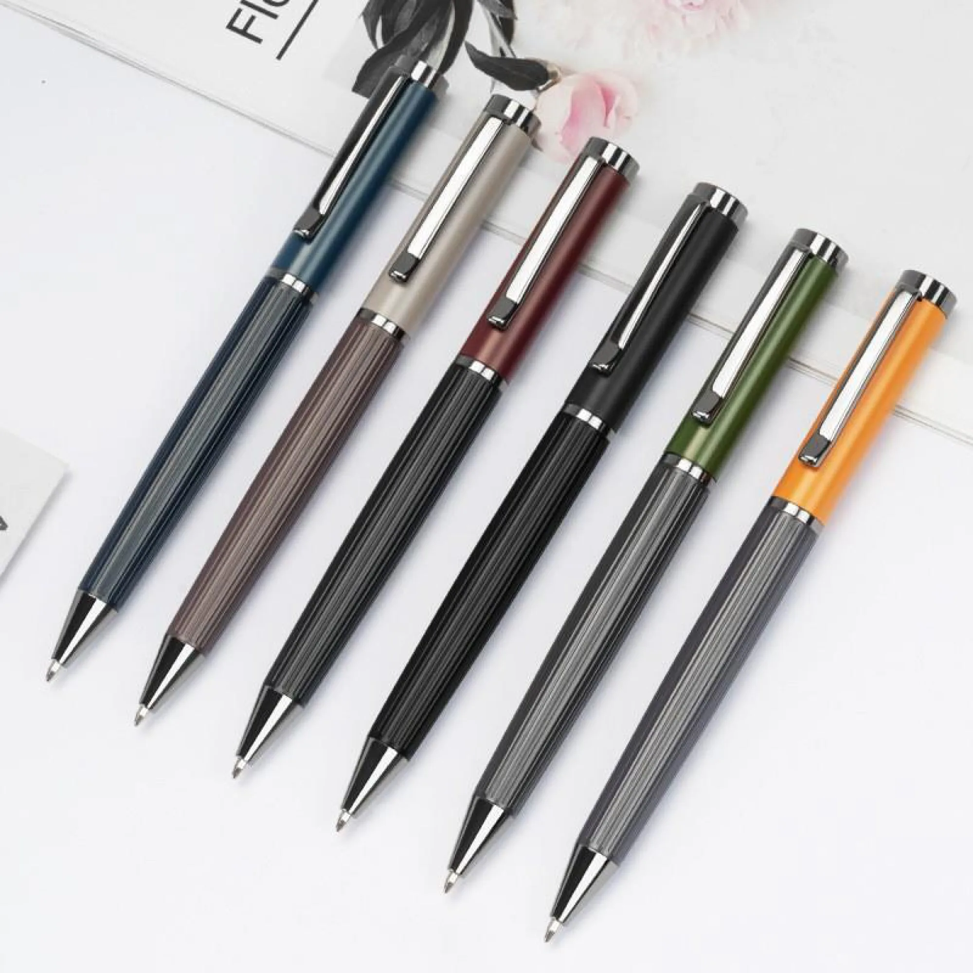 Metal Ballpoint Pen with Twist Mechanism and Frosted Finish thumbnail 2
