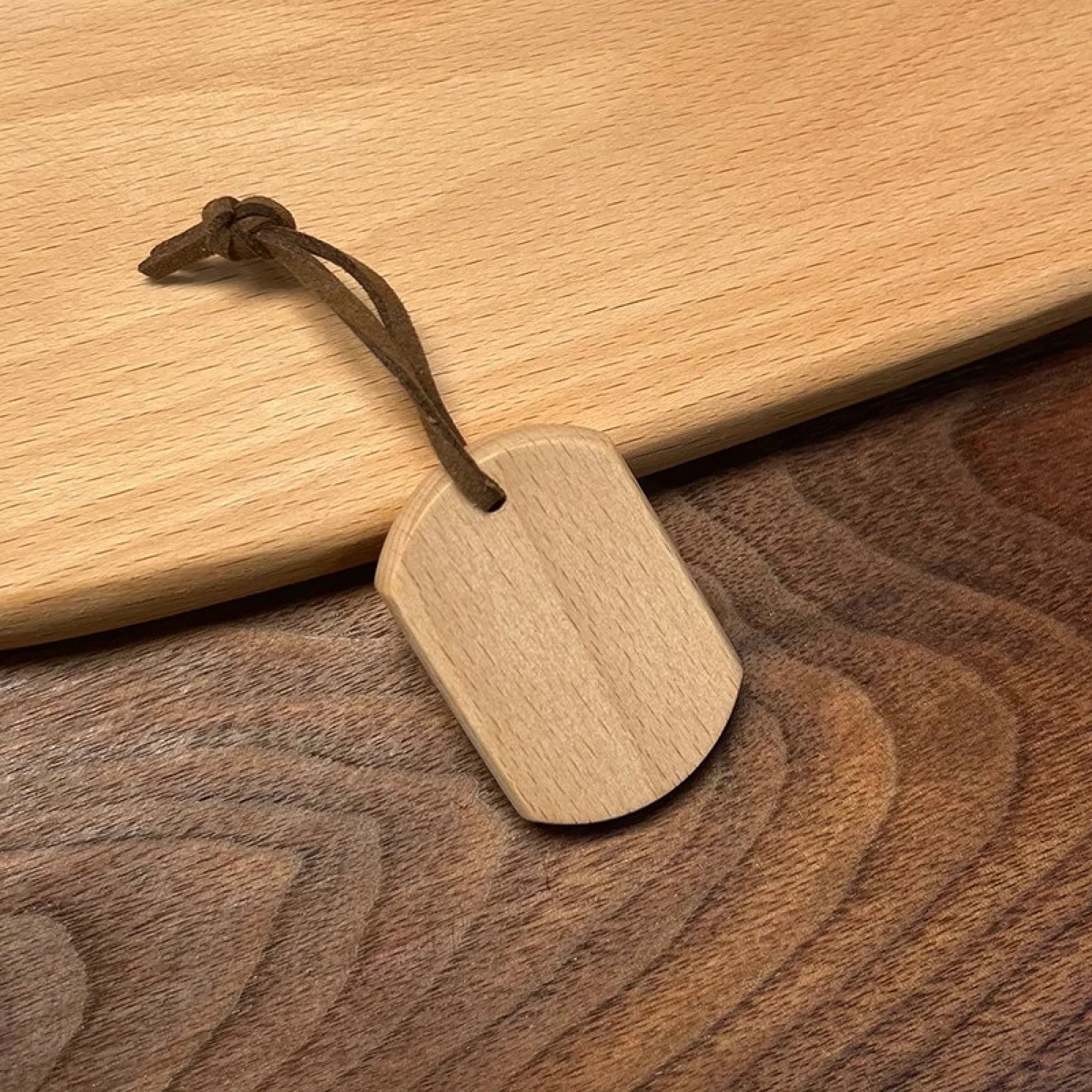 Solid Wood Keychain with Leather Rope thumbnail 9