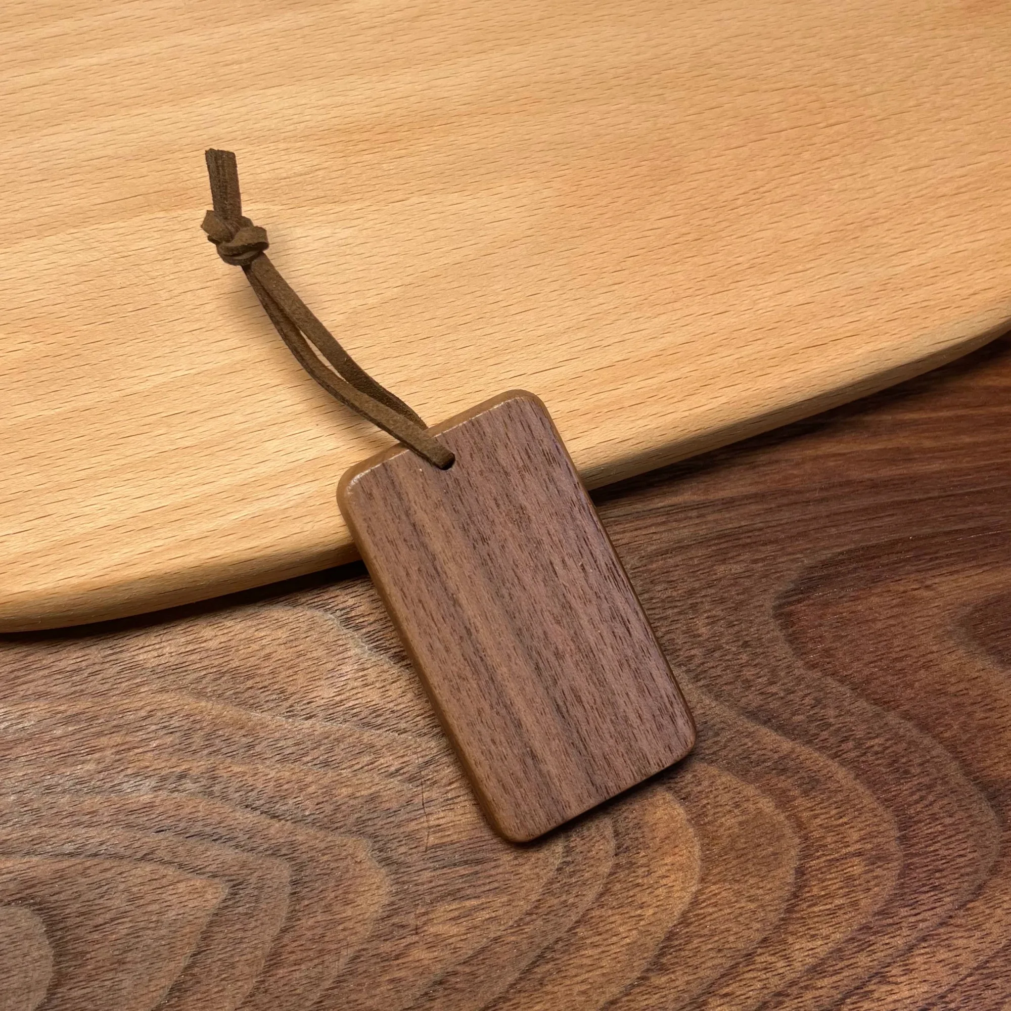 Solid Wood Keychain with Leather Rope thumbnail 5