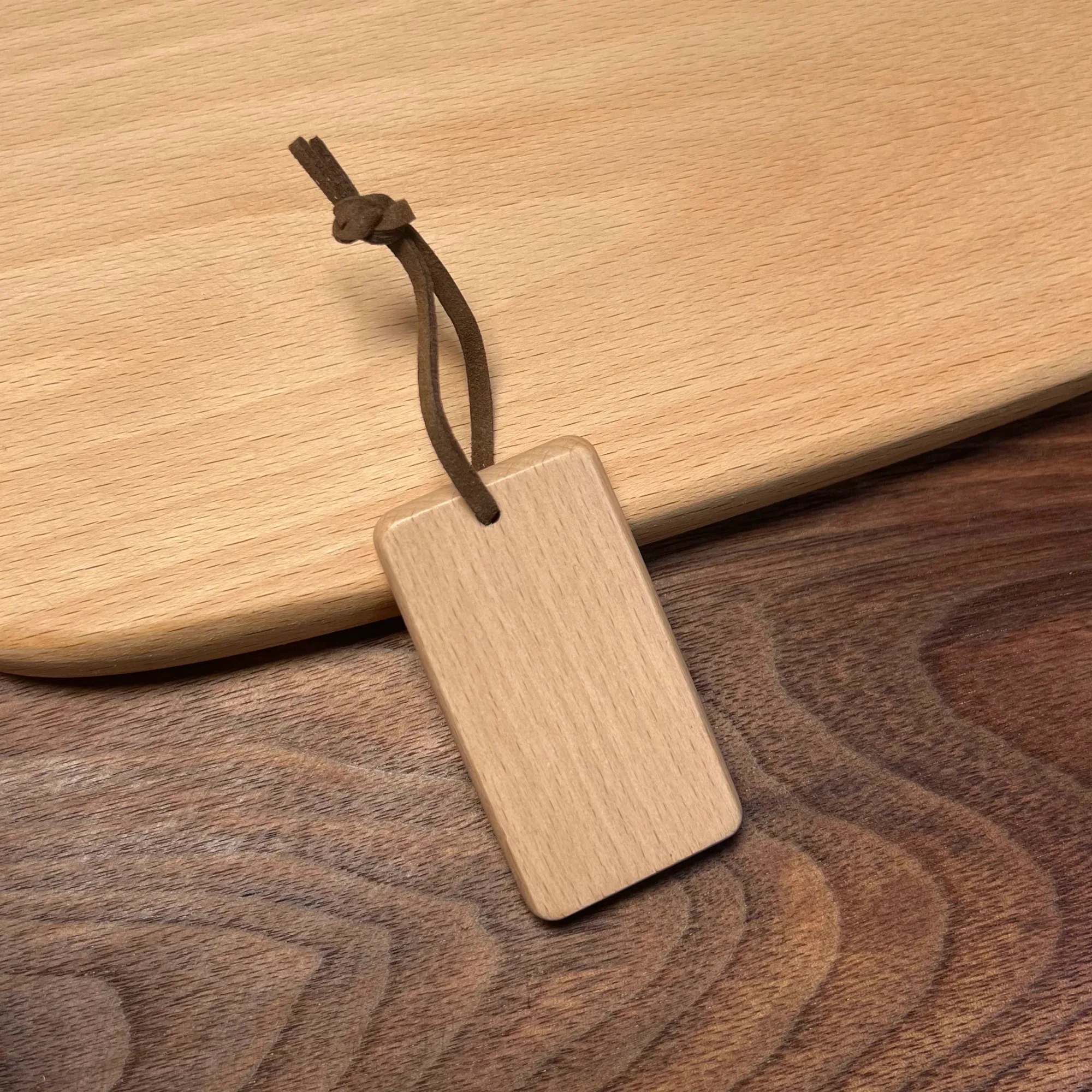 Solid Wood Keychain with Leather Rope thumbnail 4
