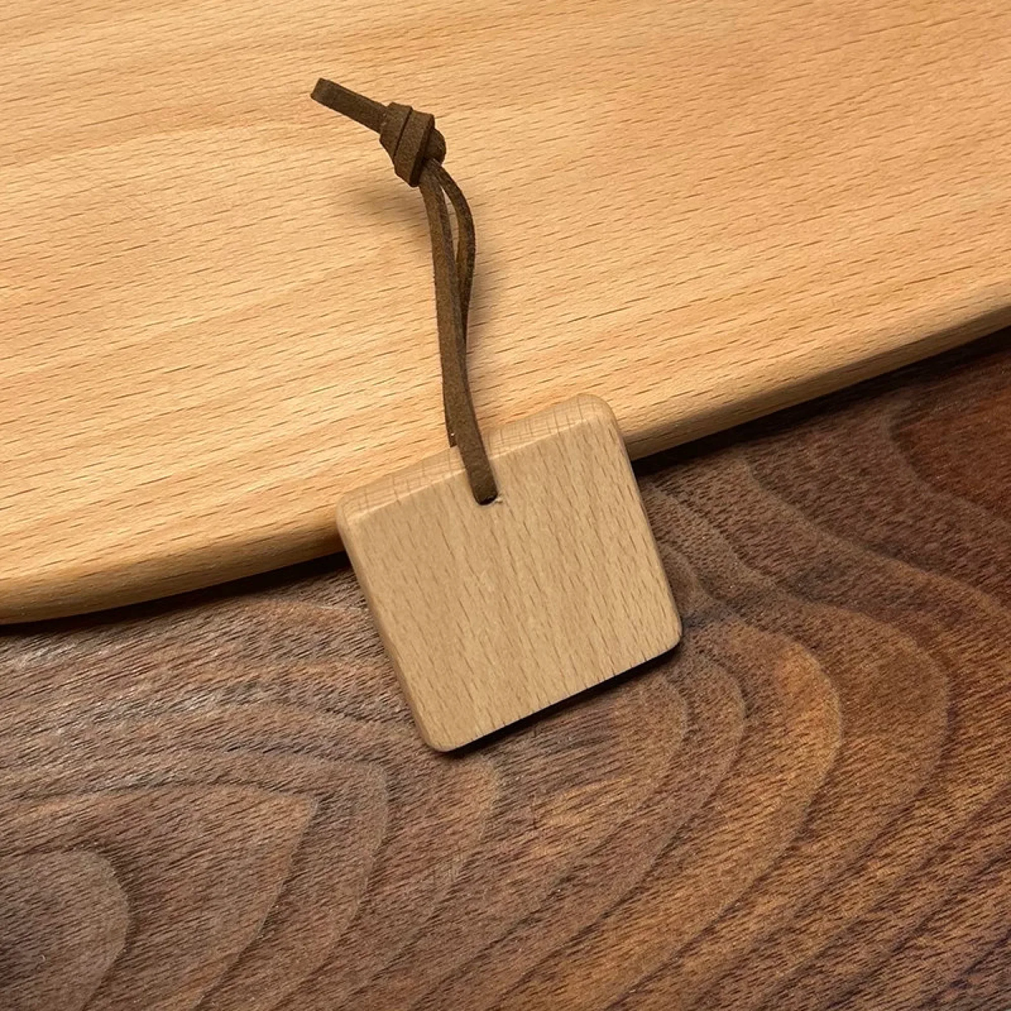 Solid Wood Keychain with Leather Rope thumbnail 8