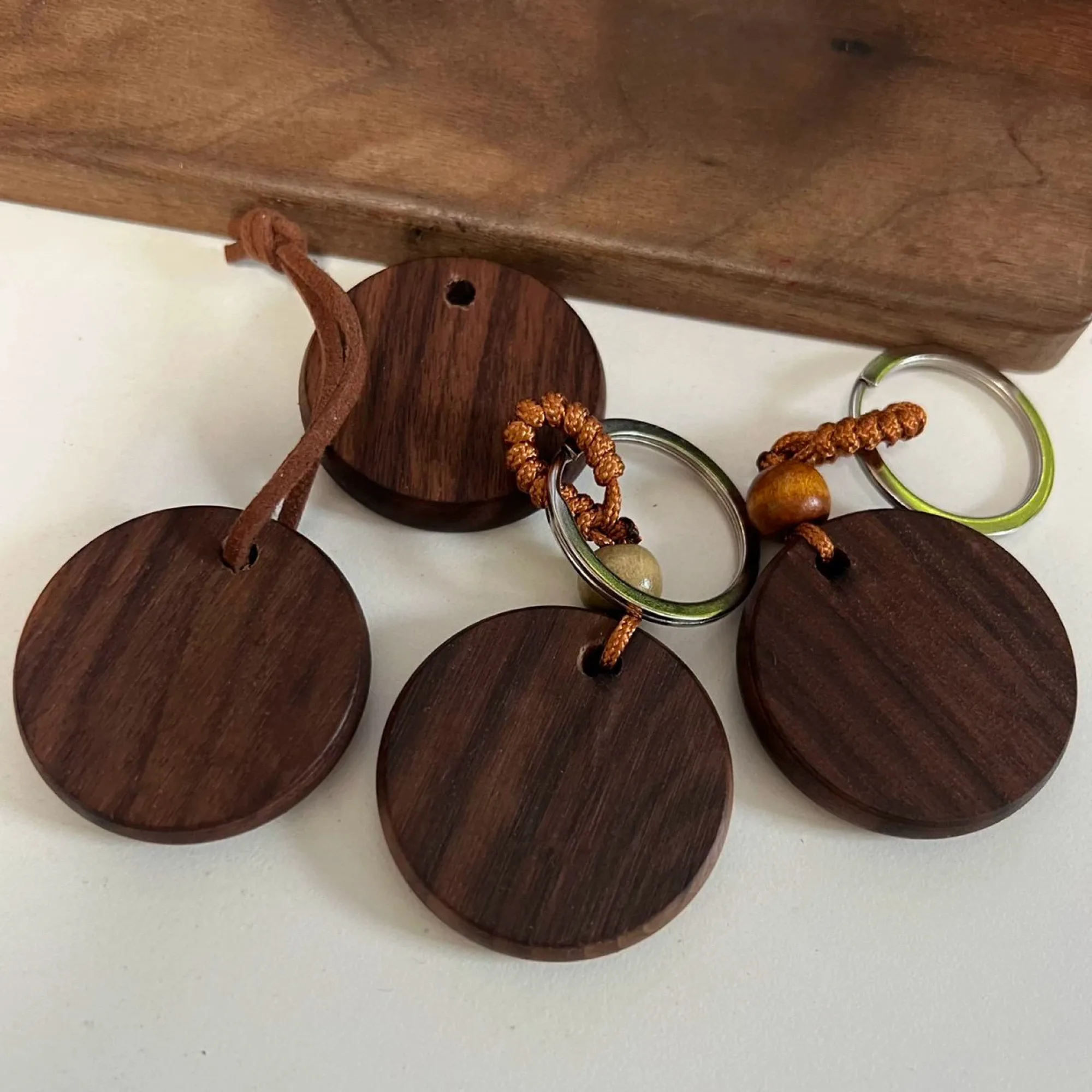Solid Wood Keychain with Leather Rope thumbnail 6
