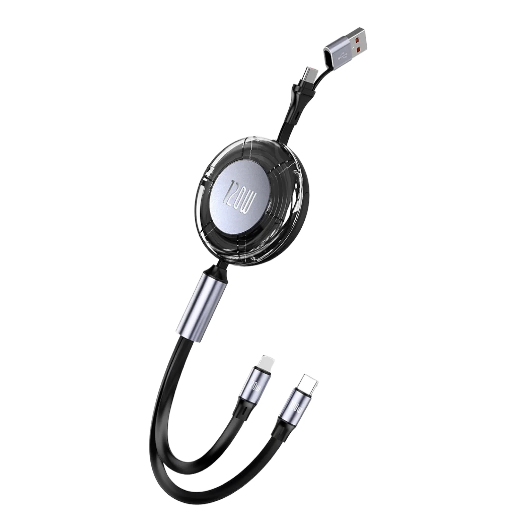 Retractable Multi-Connector Charging Cables with Type-C/USB Input and Lightning/Type-C Output
