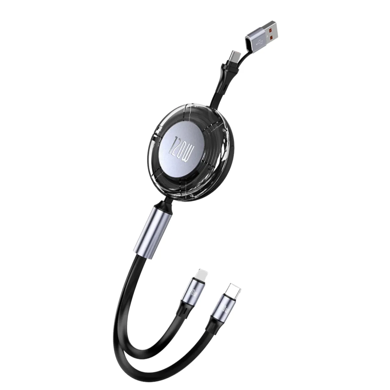 Retractable Multi-Connector Charging Cables with Type-C/USB Input and Lightning/Type-C Output
