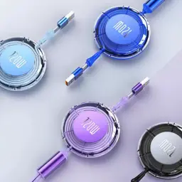 Retractable Multi-Connector Charging Cables with Type-C/USB Input and Lightning/Type-C Output thumbnail 2