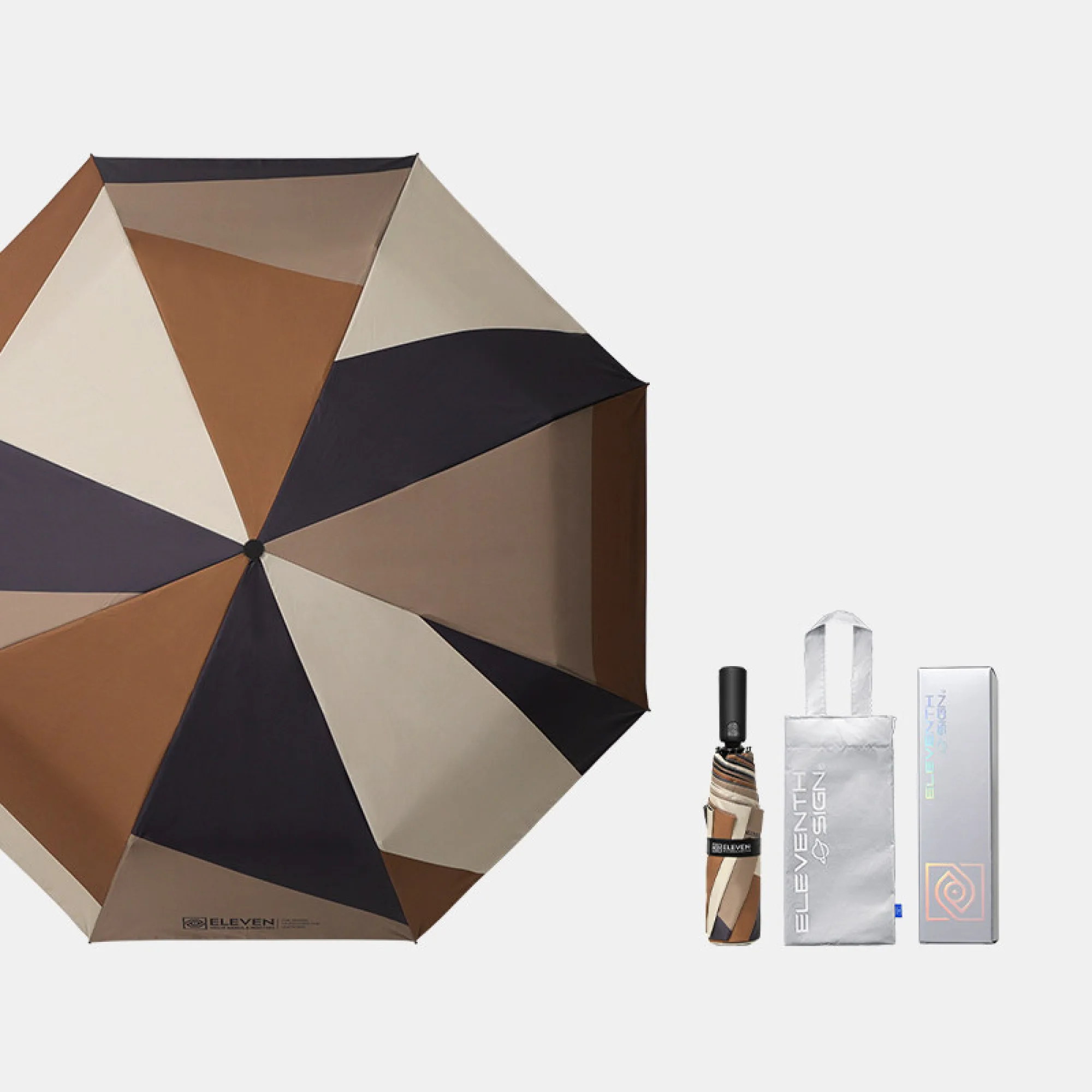Three-Fold Fully Automatic Sun and Rain Umbrella with Black Glue Coating thumbnail 8