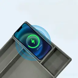 15W Wireless Charging Desktop Storage Box with PU Leather thumbnail 3