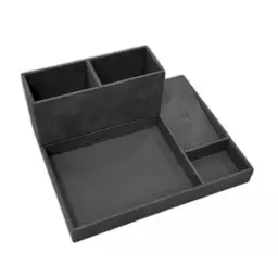 15W Wireless Charging Desktop Storage Box with PU Leather thumbnail 1