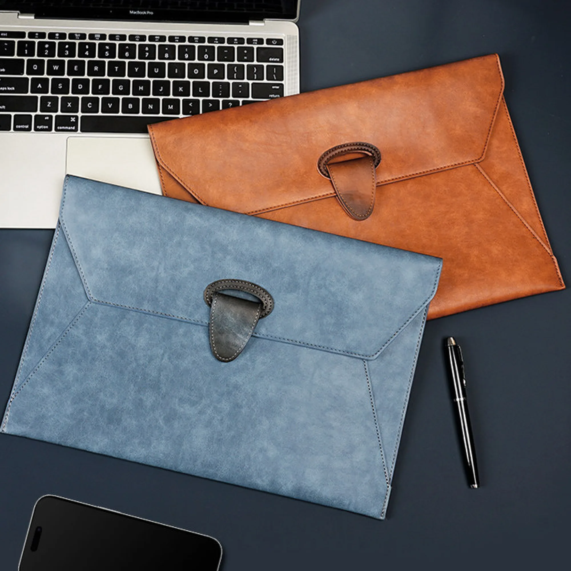 A4 PU Leather Document Bag with Magnetic Buckle thumbnail 3