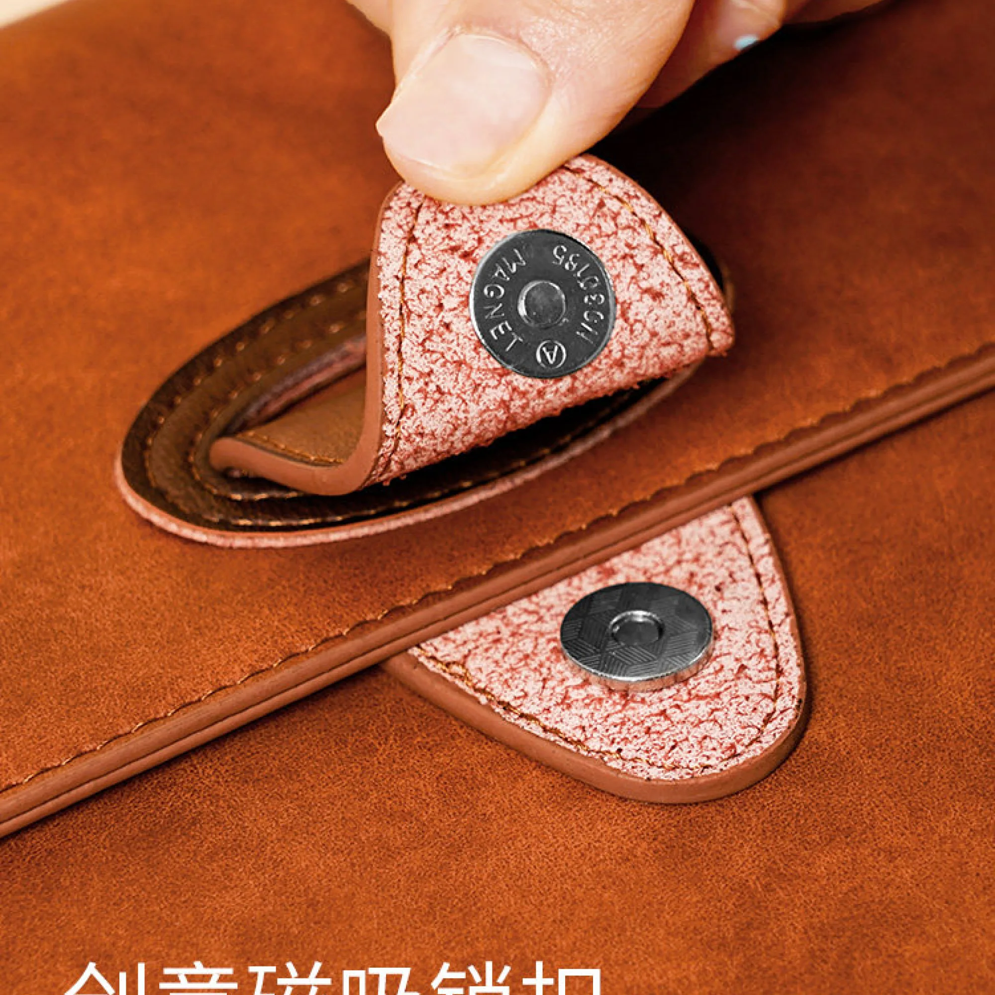 A4 PU Leather Document Bag with Magnetic Buckle thumbnail 5