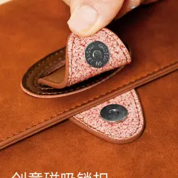 A4 PU Leather Document Bag with Magnetic Buckle thumbnail 5