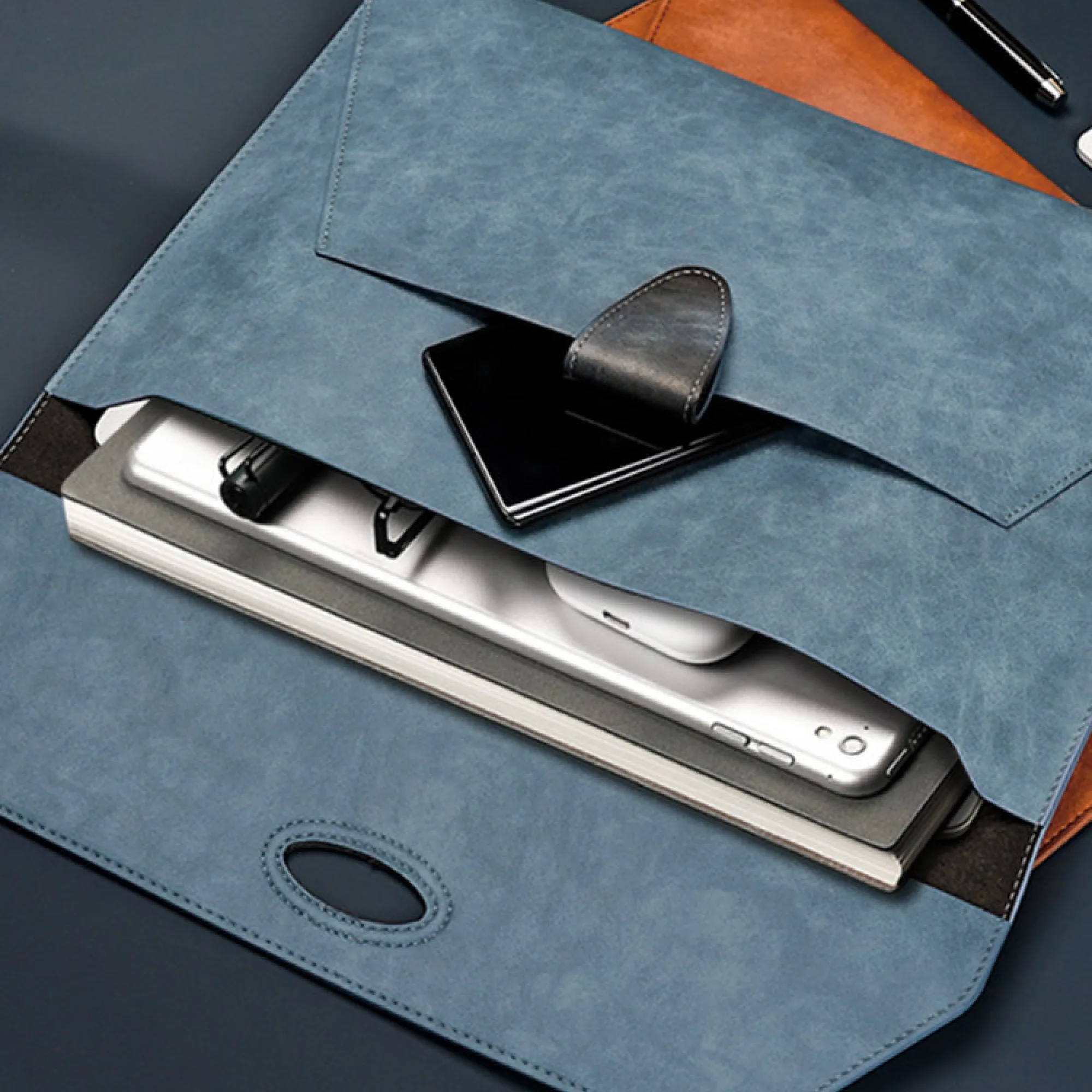 A4 PU Leather Document Bag with Magnetic Buckle thumbnail 4