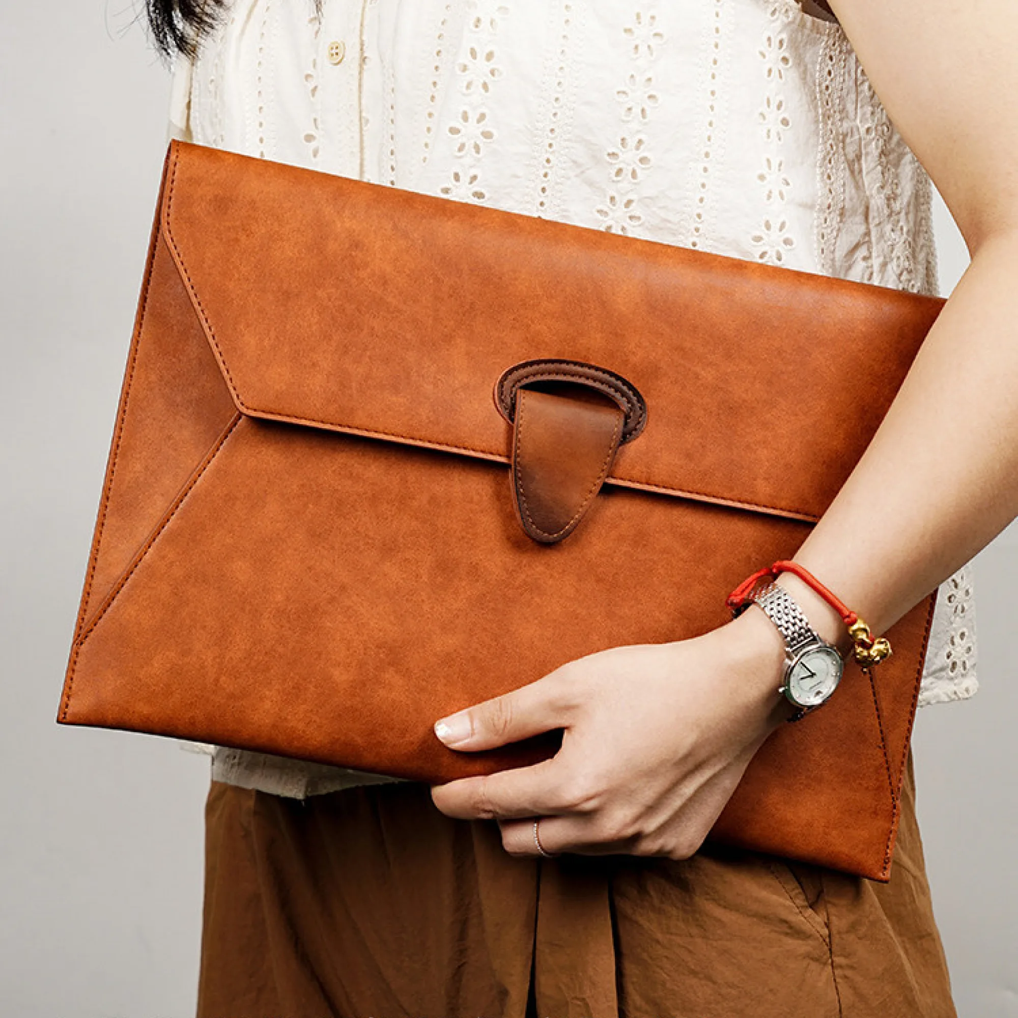 A4 PU Leather Document Bag with Magnetic Buckle