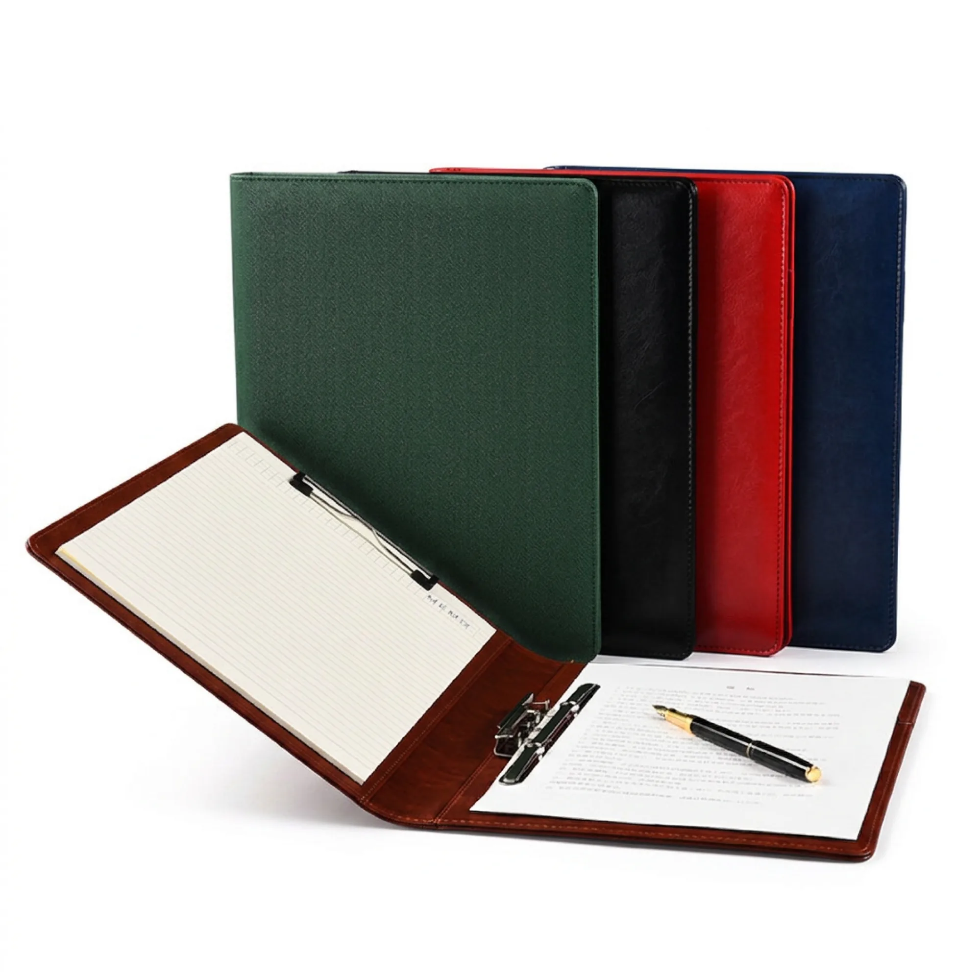 Leather Business Document Folder with Loose-Leaf Binder and Pen Slot — View 1