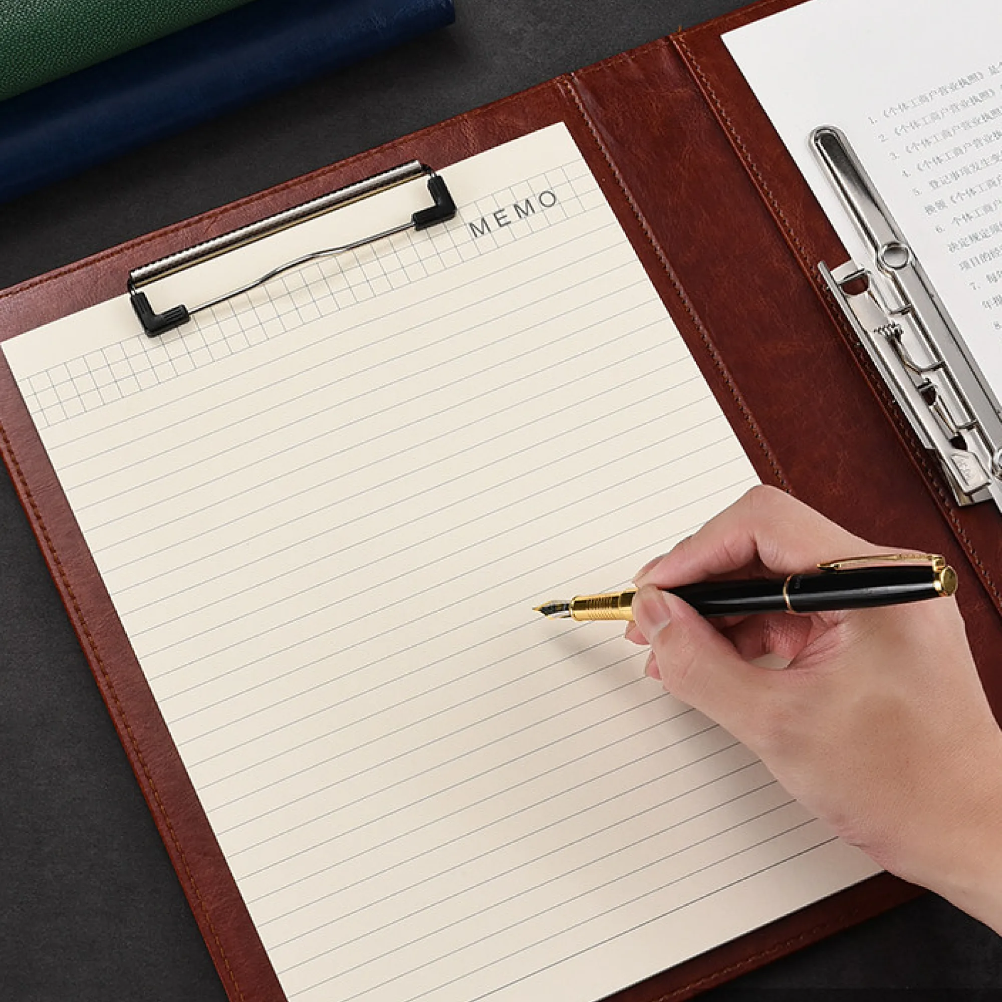Leather Business Document Folder with Loose-Leaf Binder and Pen Slot thumbnail 3