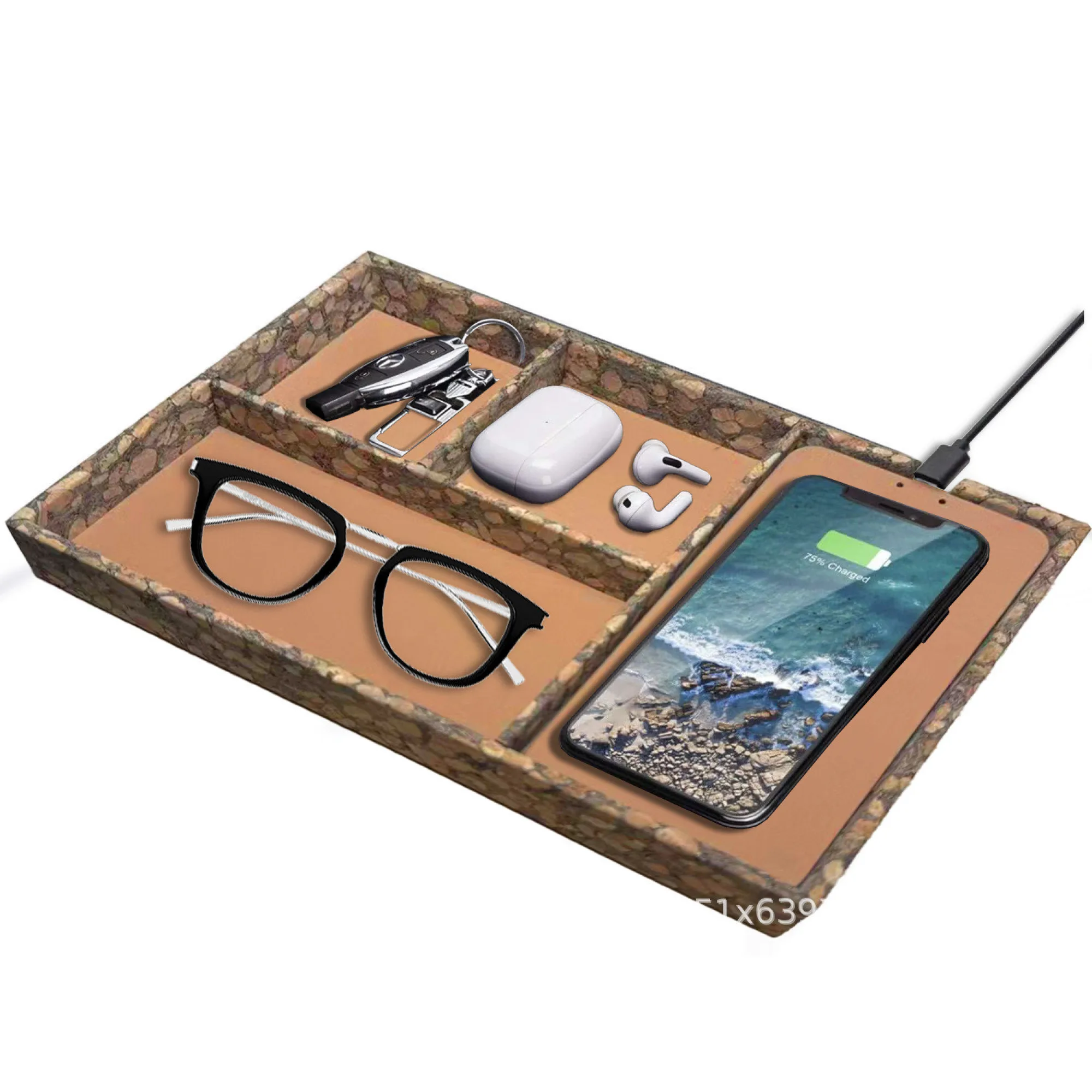 Cork Wireless Charging Storage Box with 15W Output thumbnail 3