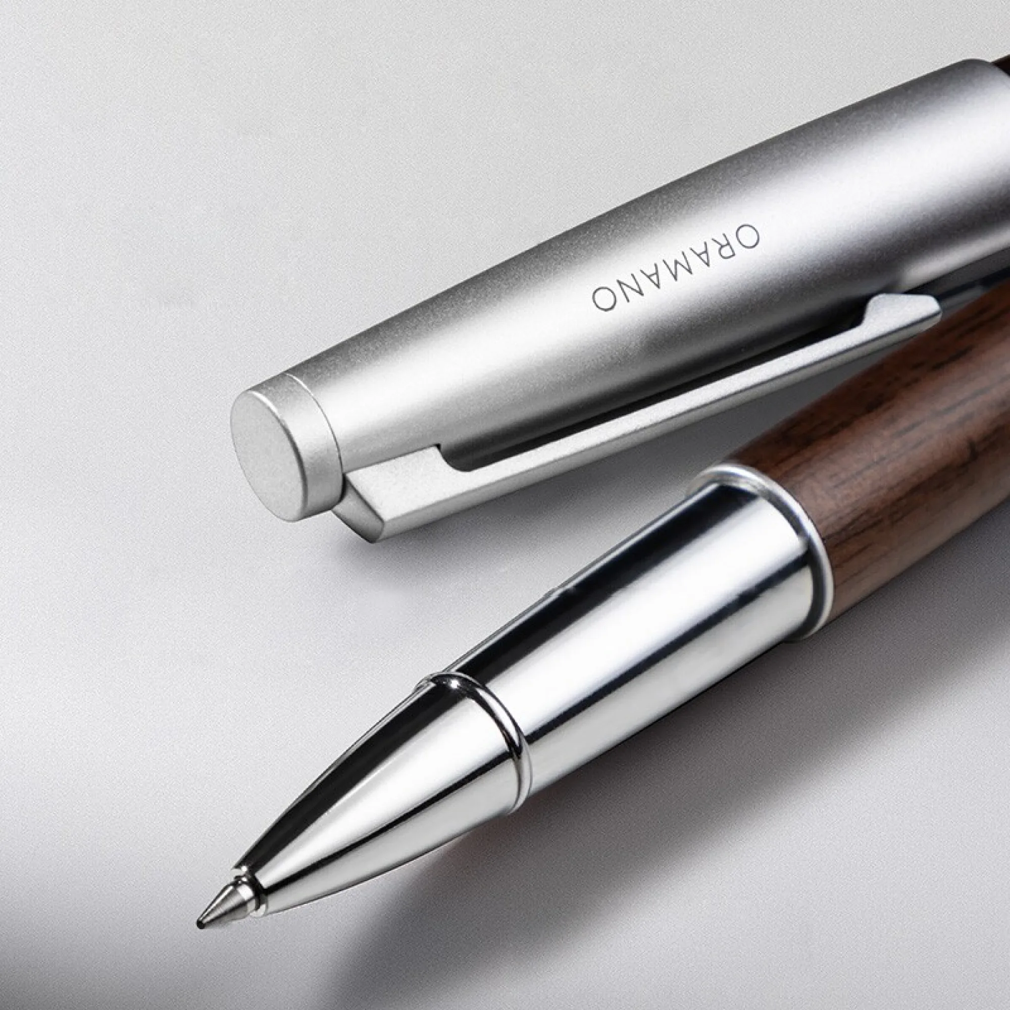 Deli A6Pro-05 Walnut Wood Grain Metal Rollerball Pen, 0.5mm Bullet Tip, Black Ink
