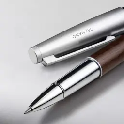 Deli A6Pro-05 Walnut Wood Grain Metal Rollerball Pen, 0.5mm Bullet Tip, Black Ink thumbnail 2