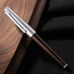 Deli A6Pro-05 Walnut Wood Grain Metal Rollerball Pen, 0.5mm Bullet Tip, Black Ink thumbnail 3