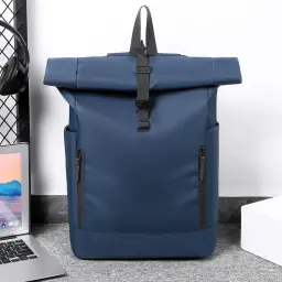 Unisex Canvas Roll-Top Laptop Backpack thumbnail 5