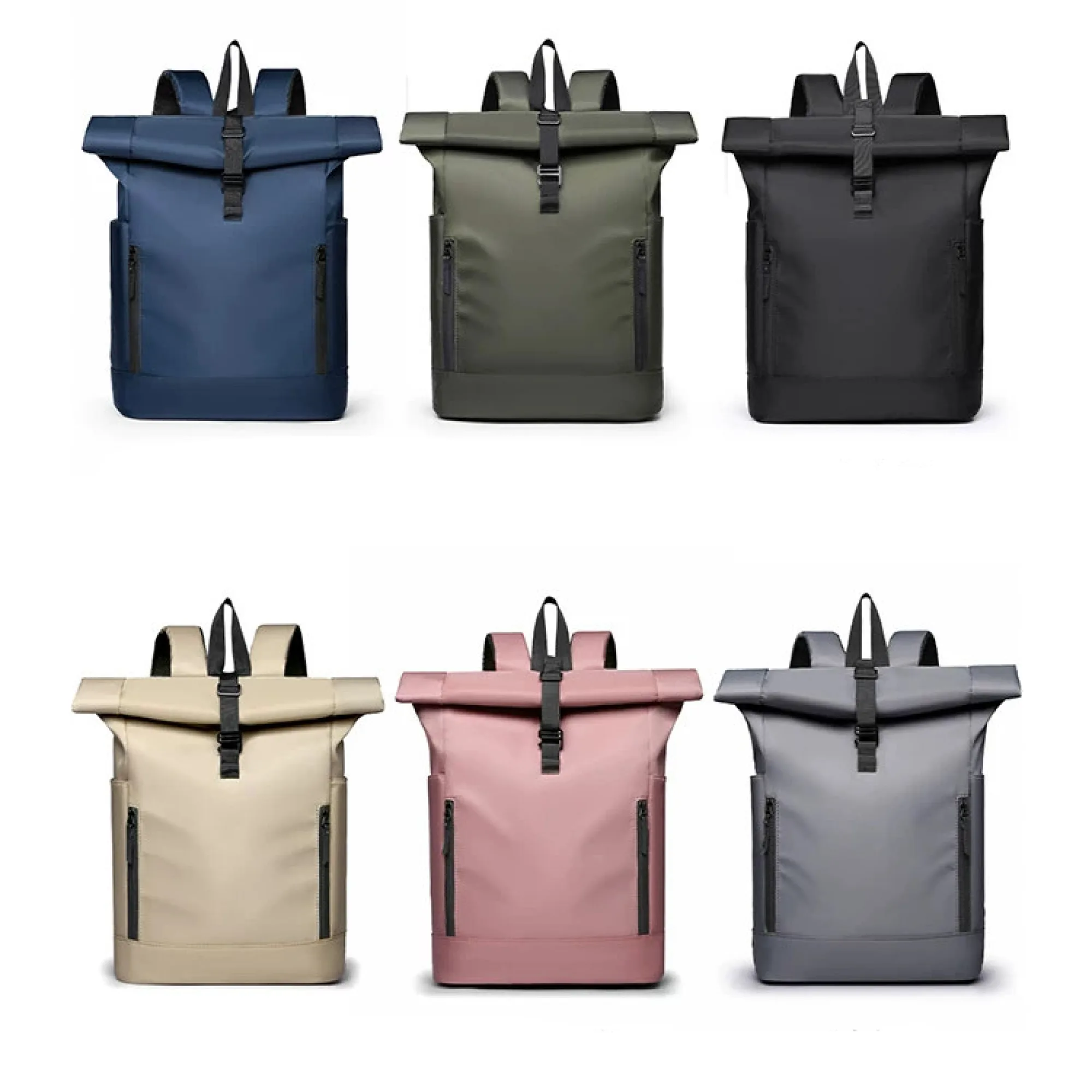 Unisex Canvas Roll-Top Laptop Backpack thumbnail 2
