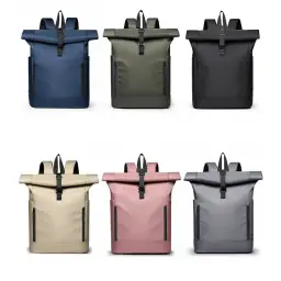 Unisex Canvas Roll-Top Laptop Backpack thumbnail 2