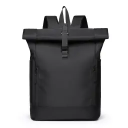 Unisex Canvas Roll-Top Laptop Backpack thumbnail 7