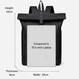 Unisex Canvas Roll-Top Laptop Backpack thumbnail 6