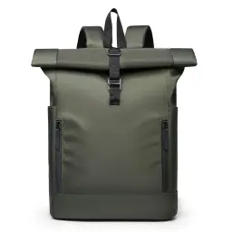 Unisex Canvas Roll-Top Laptop Backpack thumbnail 11
