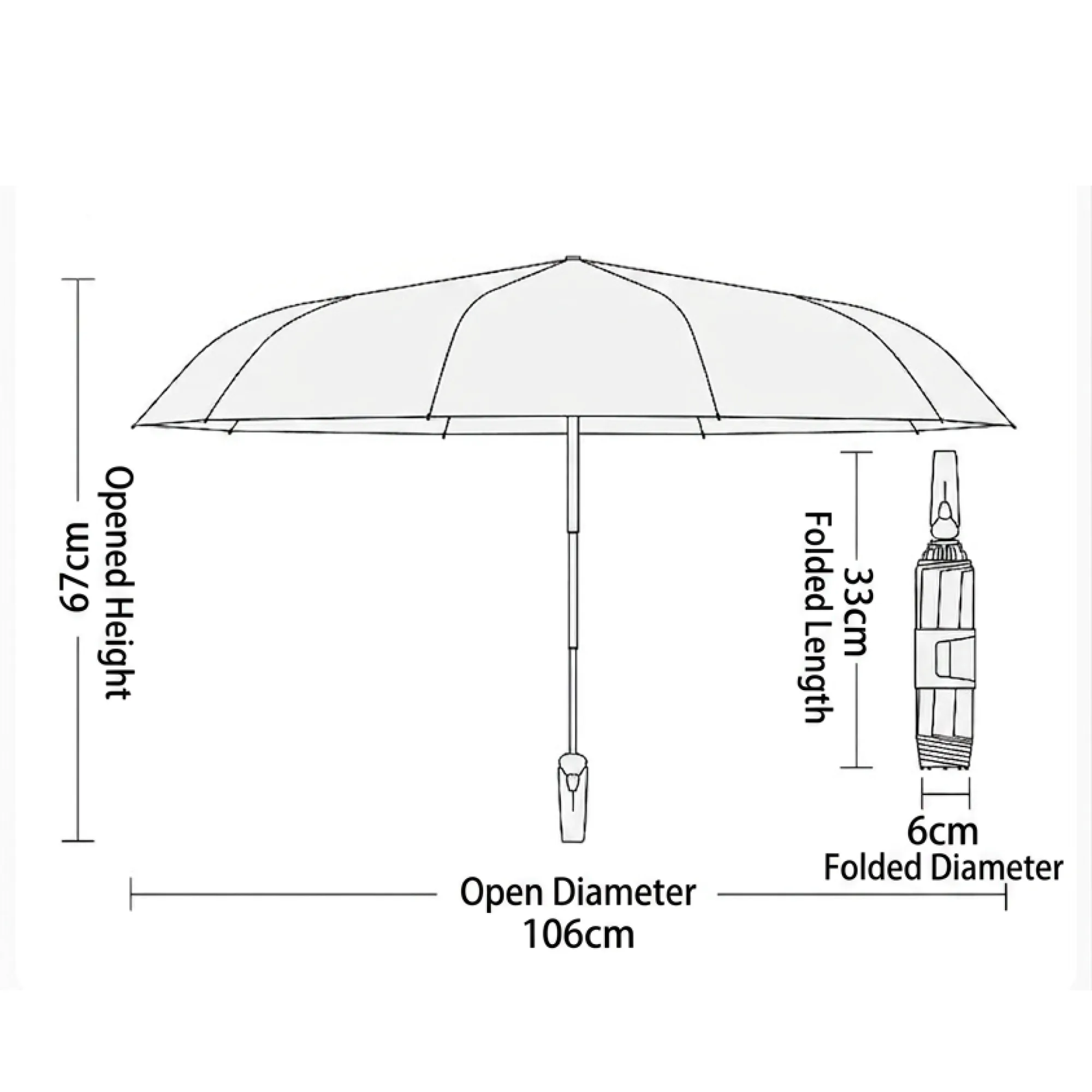 Automatic Reverse-Folding Umbrella with 10 Ribs and Multiple Variants thumbnail 6