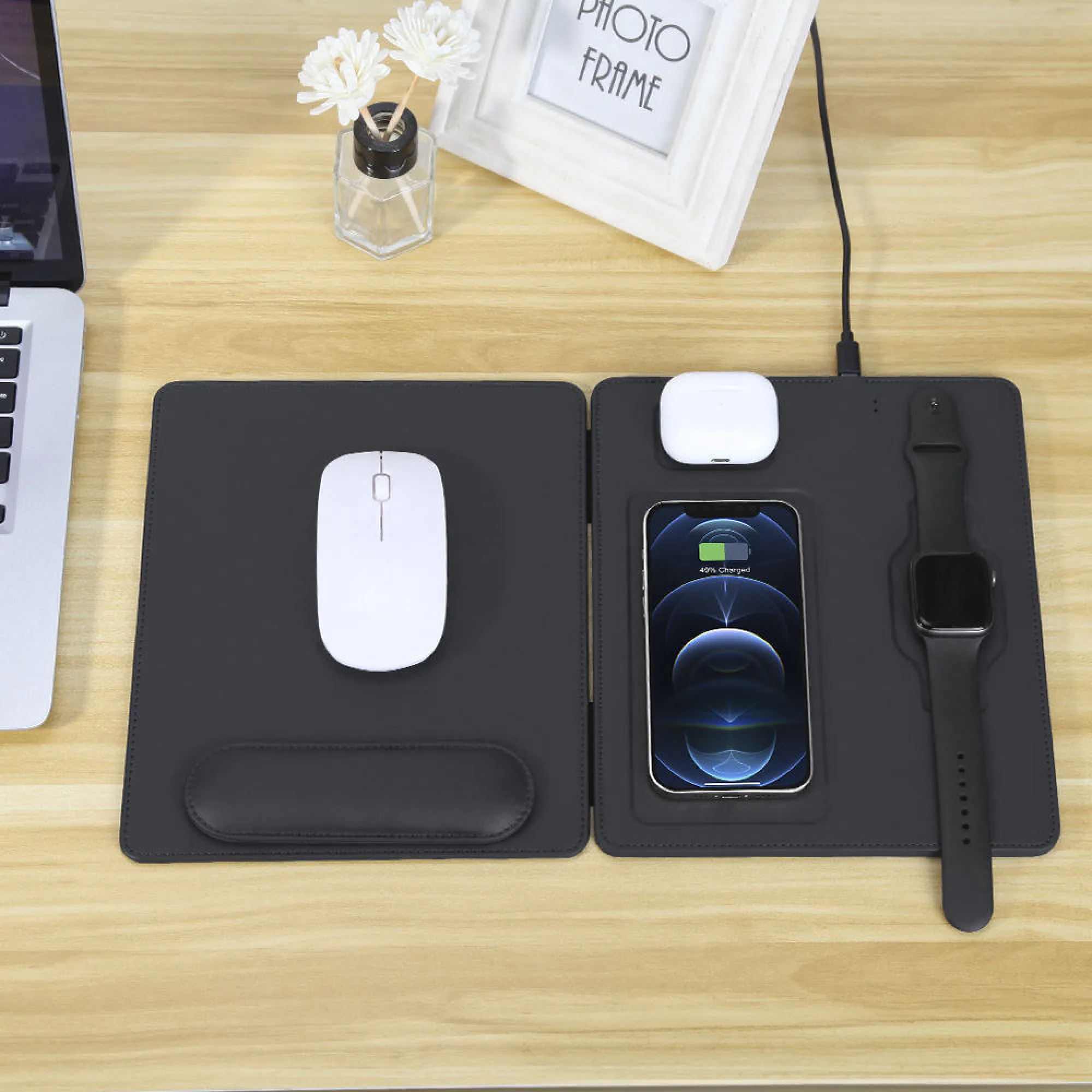 Three-in-One Wireless Charging Mouse Pad with Wrist Rest thumbnail 2
