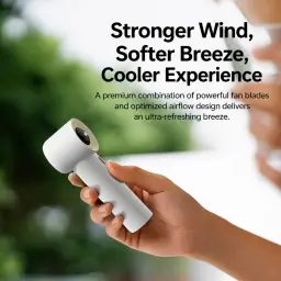 Handheld Turbo Fan with Digital Display, 2000mAh, ABS, Gray/Green/White thumbnail 3