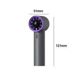 Handheld Turbo Fan with Digital Display, 2000mAh, ABS, Gray/Green/White thumbnail 5