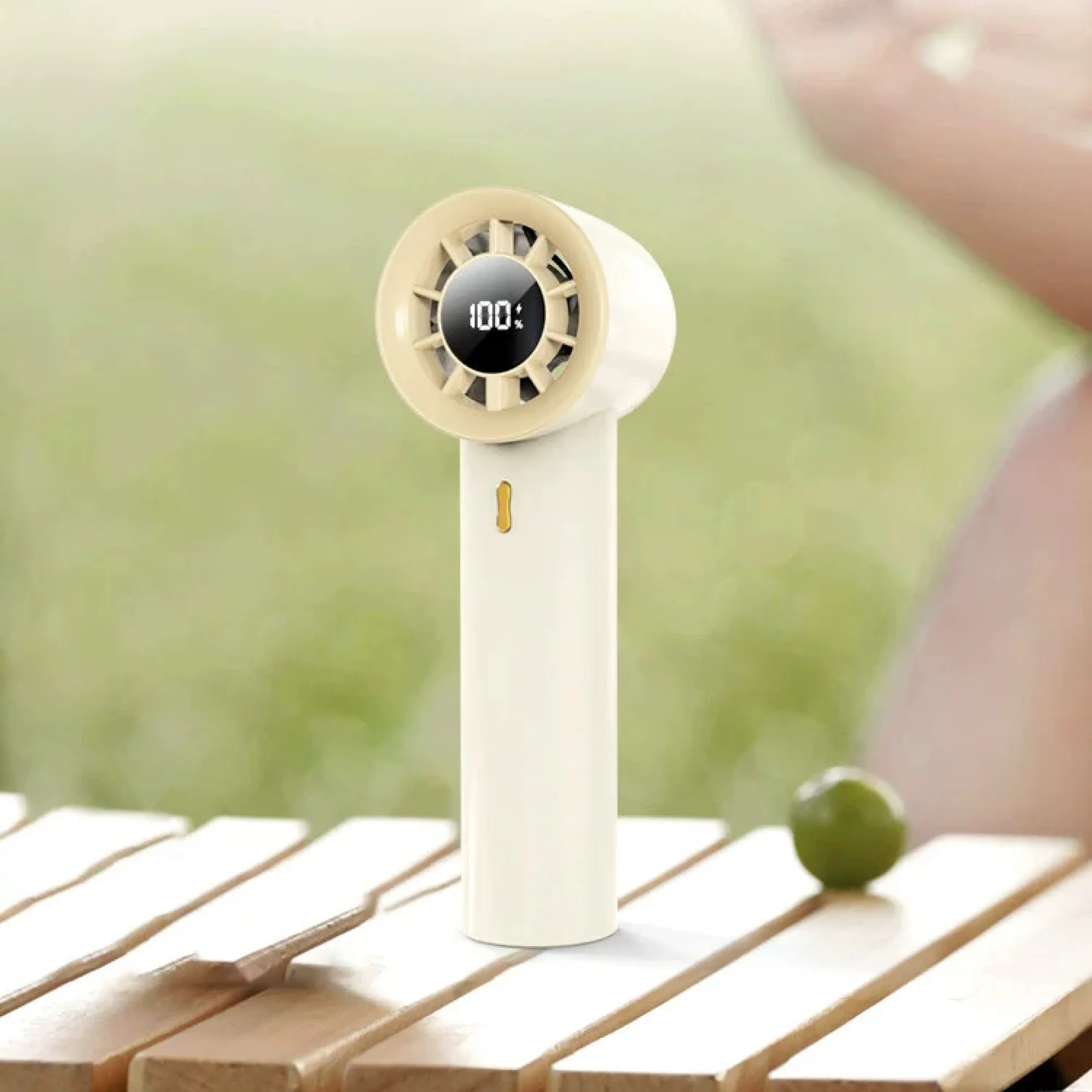 Handheld Turbo Fan with Digital Display, 2000mAh, ABS, Gray/Green/White