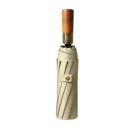 Automatic Three-Fold Umbrella with Wood Handle, 10-Rib and 12-Rib Options thumbnail 5
