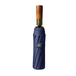 Automatic Three-Fold Umbrella with Wood Handle, 10-Rib and 12-Rib Options thumbnail 7