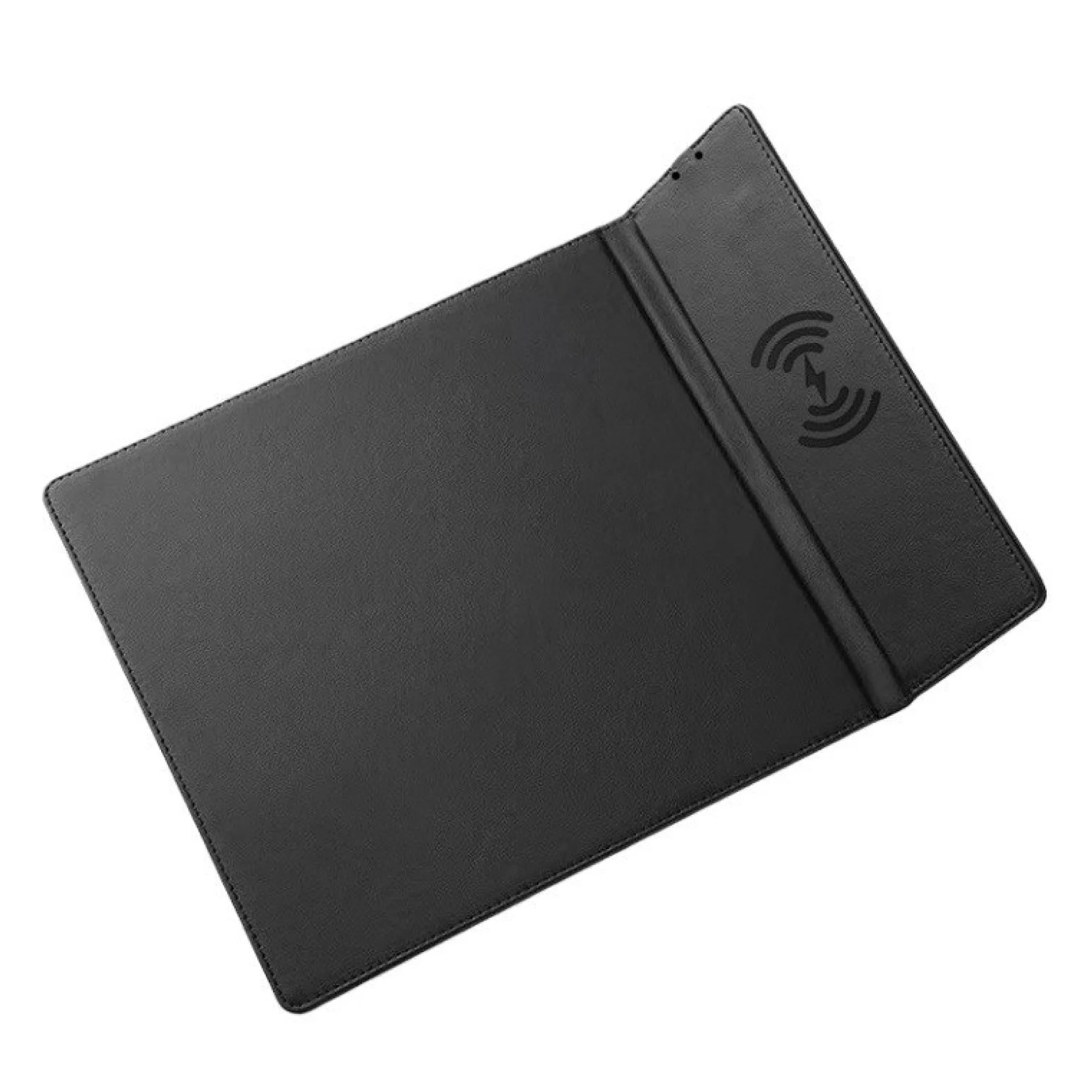 Wireless Charging Mouse Pad with Phone Stand, 15W, PU Leather — View 1