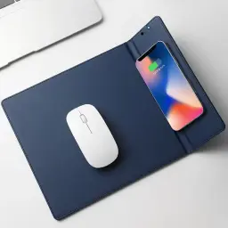 Wireless Charging Mouse Pad with Phone Stand, 15W, PU Leather thumbnail 3