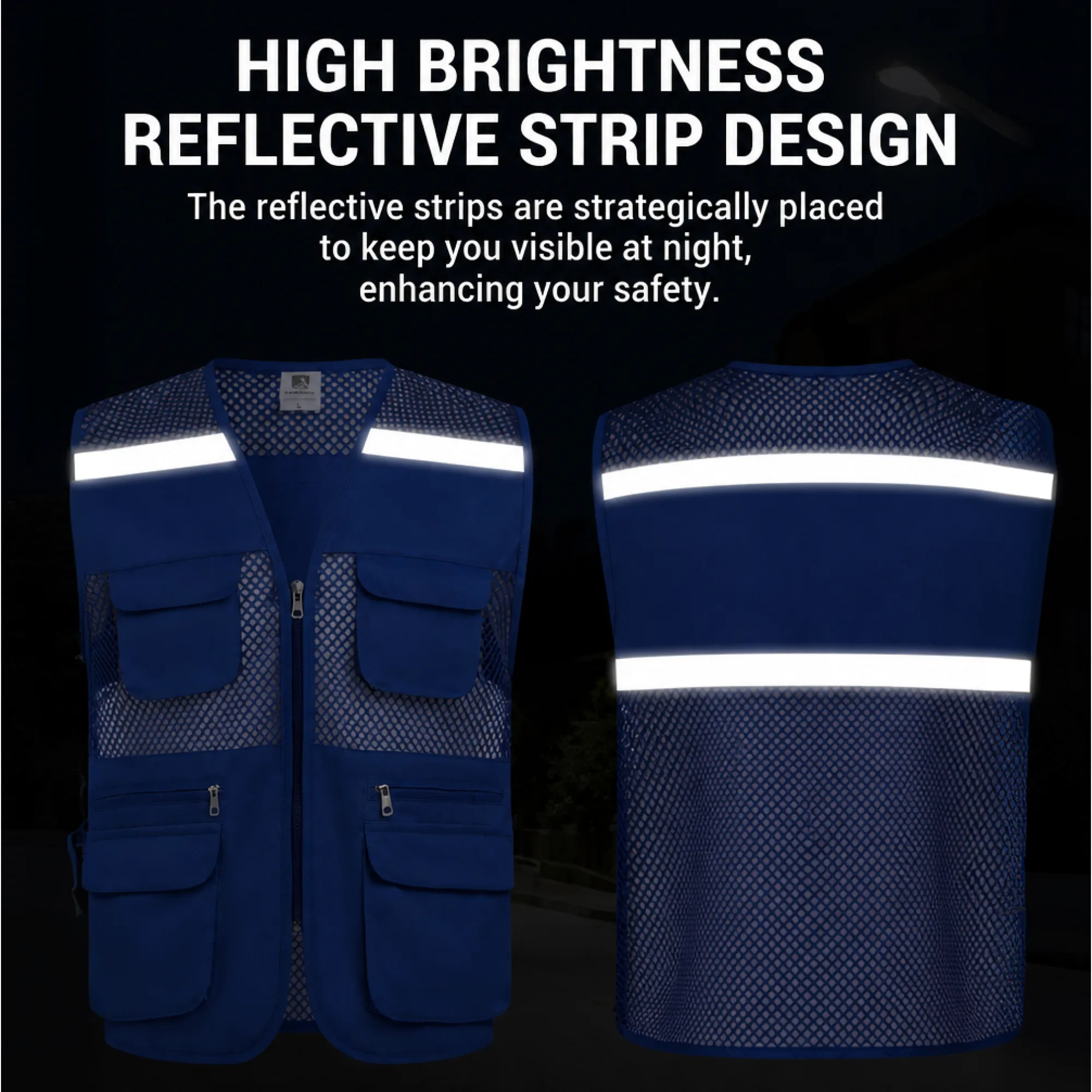 Reflective Mesh Safety Vest with Multi-Pockets thumbnail 2