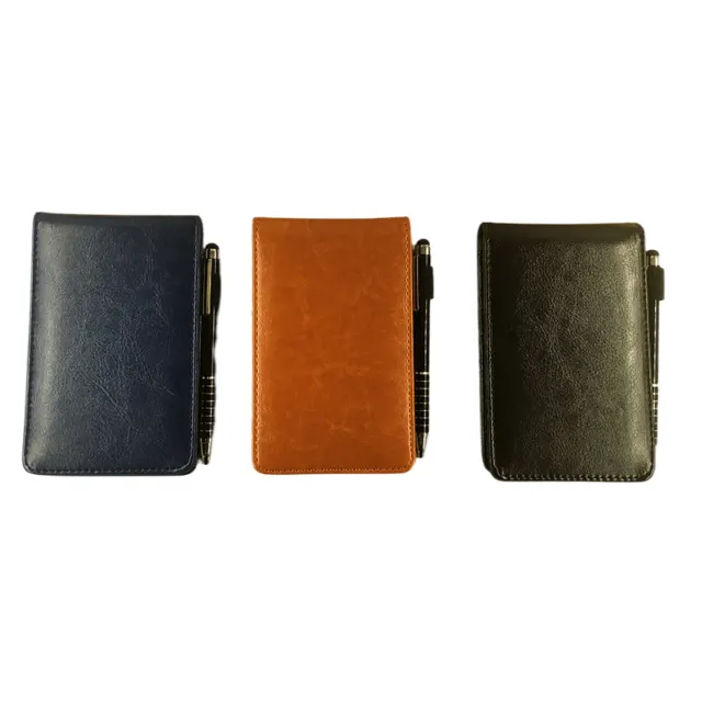 A7 PU Leather Ring-Binder Pocket Notebook with Metal Pen
